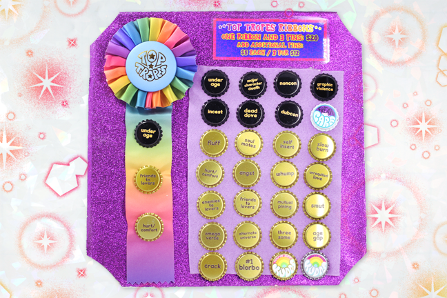 TOP TROPES ribbons & bottlecap pins