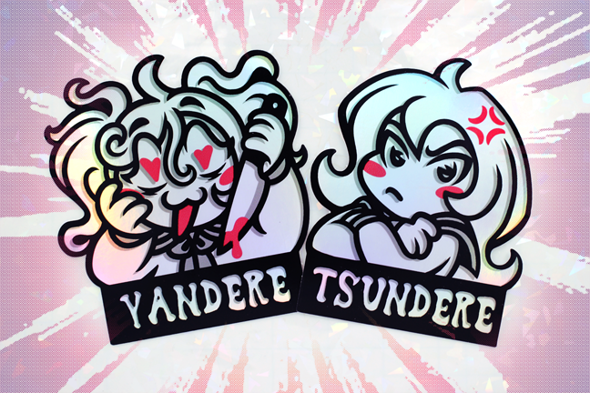 tsundere & yandere holo peeker stickers